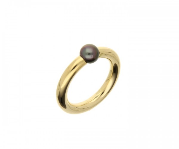 Damenring Gelbgold 750 Akoya-Perle