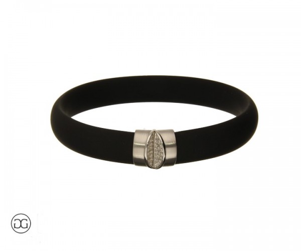 Armreif Kautschuk und Platin mit Brillianten