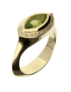 Eleganter Damenring mit Peridot im Navette-Schliff